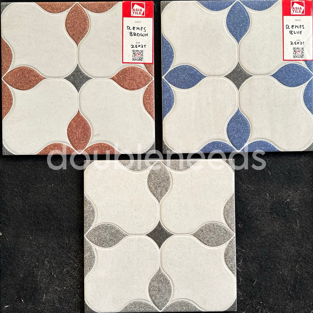KERAMIK LANTAI RENES 25x25 / KERAMIK LANTAI KAMAR MANDI KASAR 25x25 / KERAMIK LANTAI MOTIF VINTAGE K