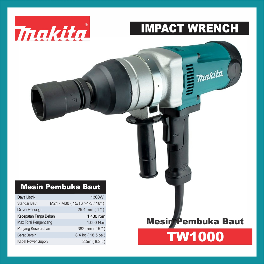 SISA STOCK  Makita Impact Wrench - 1 Inch TW 1000 - Mesin Pembuka Baut Listrik TW1000