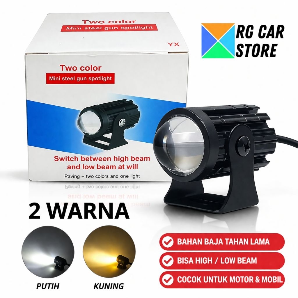 Lampu Tembak Projie 2 Warna LED Mini Projie Universal-Lampu Sorot Foglamp Mini Garansi 1 Tahun