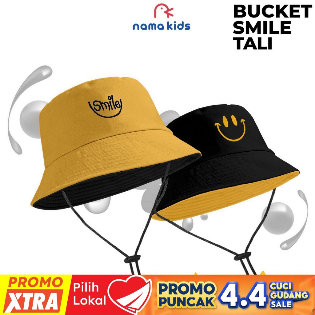 TOPI BUCKET ANAK Dewasa KOREA TOPI ANAK BORDIR SMILE TOPI BUCKET Dewasa Couple Anak WANITA PRIA