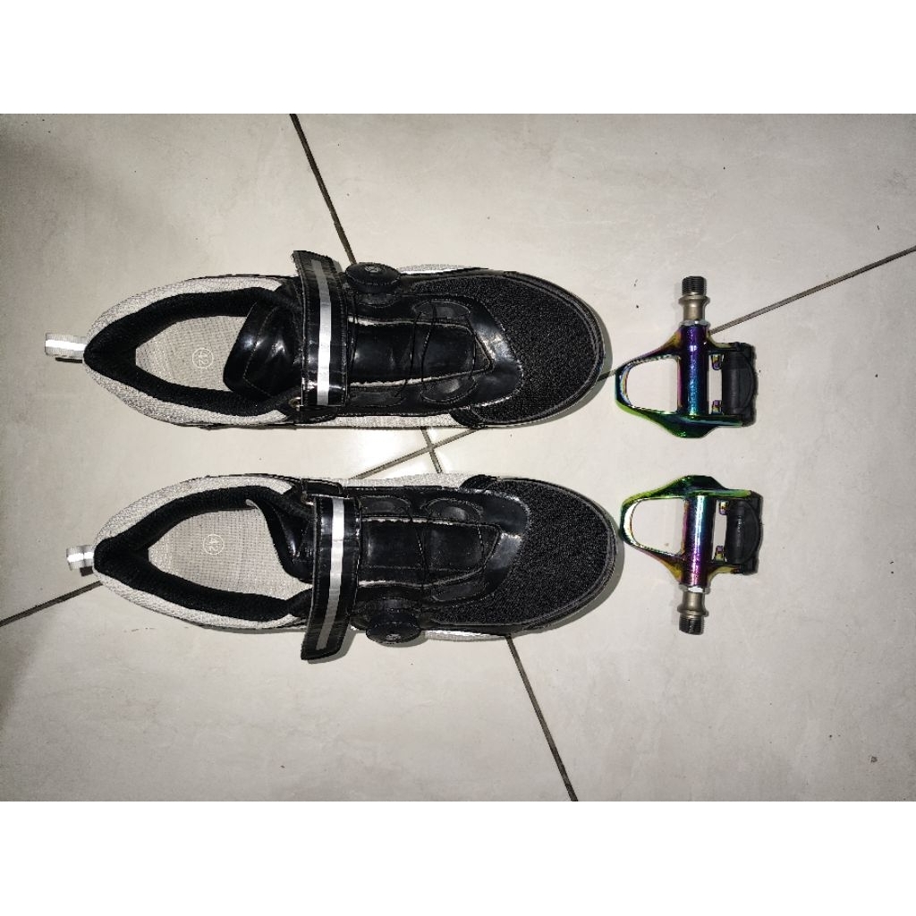 Pedal Cleat Rockbros dan Sepatu Cleat Roda X BEKAS