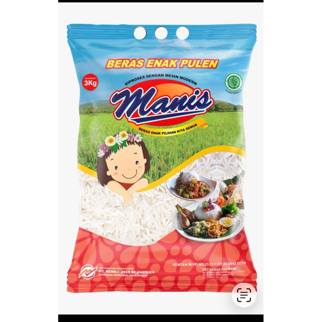 MANIS  BERAS PULEN 3 KG- BERAS PULEN 3 KG-BERAS PULEN KEMASAN 3 KG