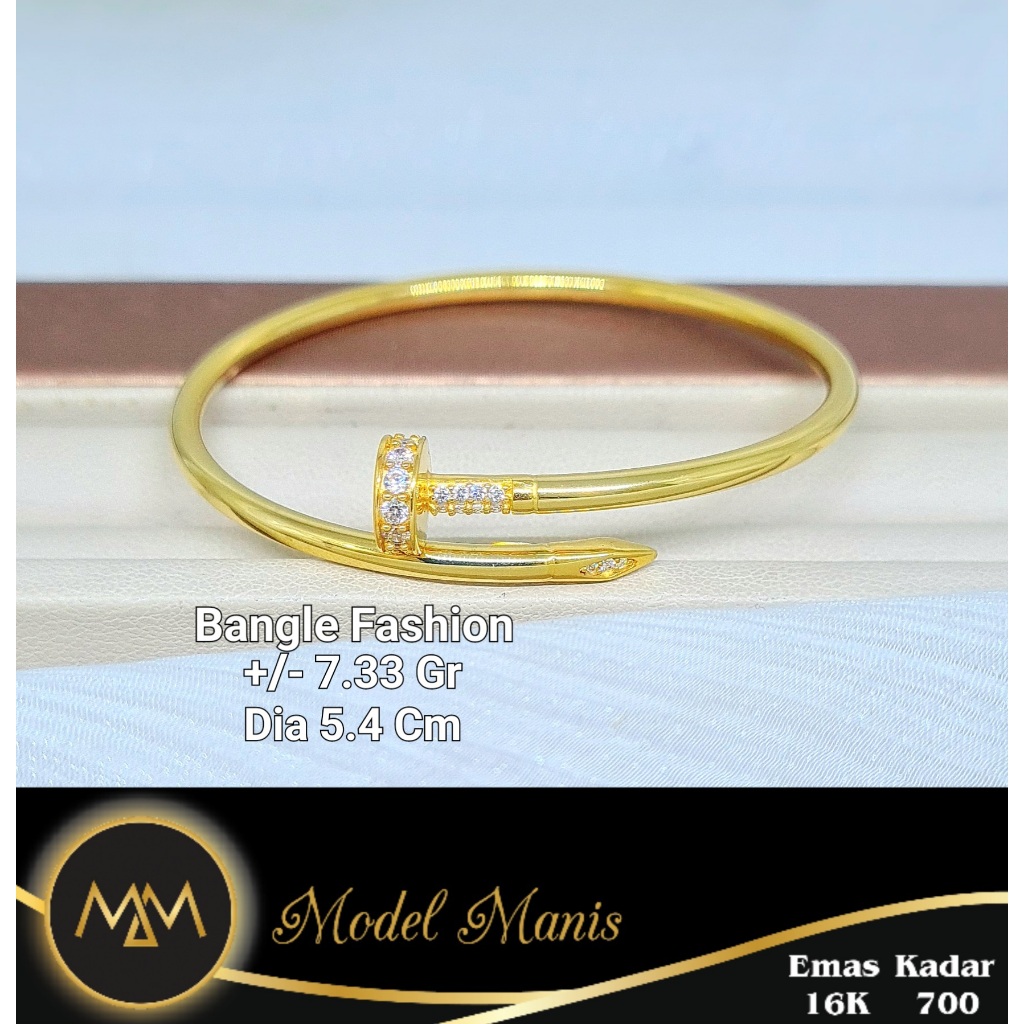 Model Manis Gold - Gelang Bangle Paku Kuning - Emas 16k 700