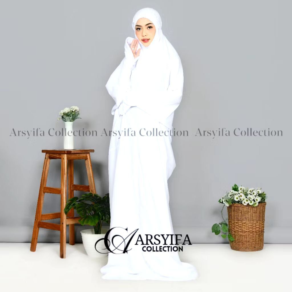 Mukena Terusan Remaja Dewasa Polos Katun Mikro Premium Penutup Dagu