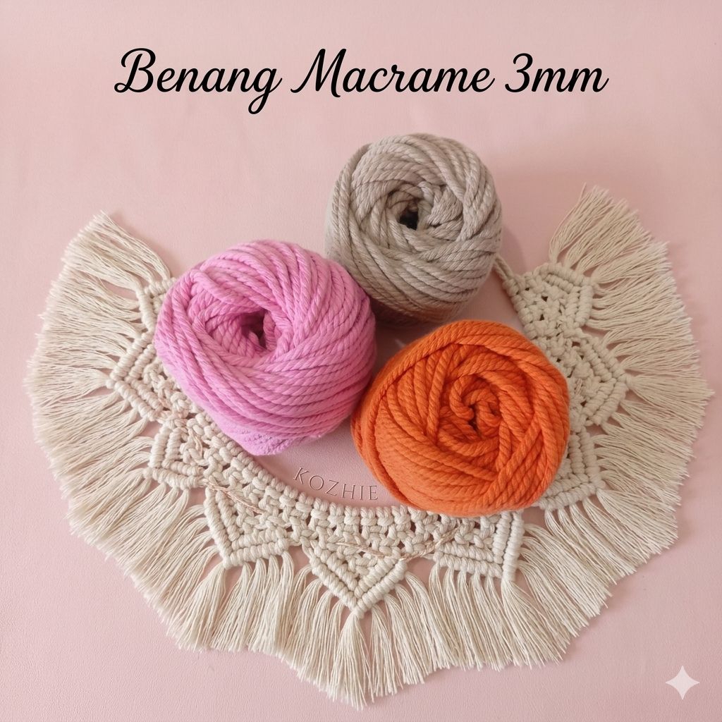 (KOZHIE) TALI KATUN UKURAN 3MM / BENANG KATUN MACRAME / TALI BENANG MACRAME