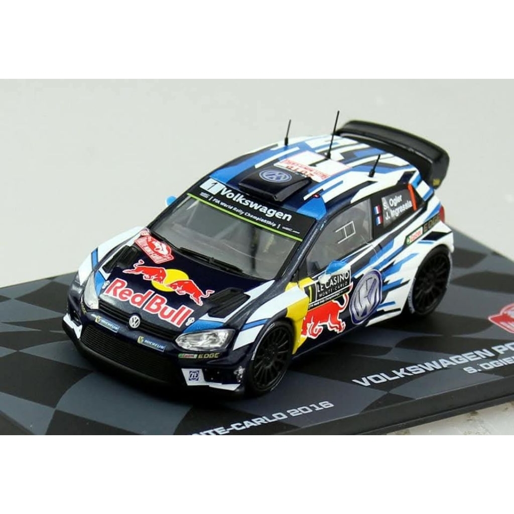 Miniatur Model Mobil Balap Reli Diecast Altaya 1/43 VW Volkswagen Polo R WRC #1 S. Ogier - J. Ingras