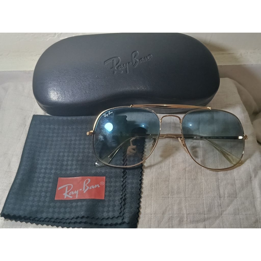 Kacamata Hitam Ray-Ban The General RB3561 001/3F Gold Blue Gradient Original