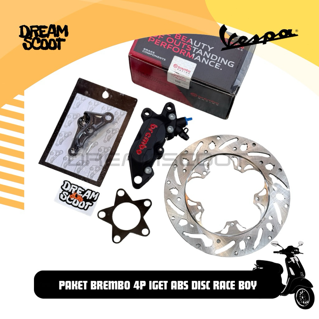Kaliper Brembo 4 piston black bracket Unbrand Vespa Disc brake race boy Vespa Matic Vespa sprint Pen