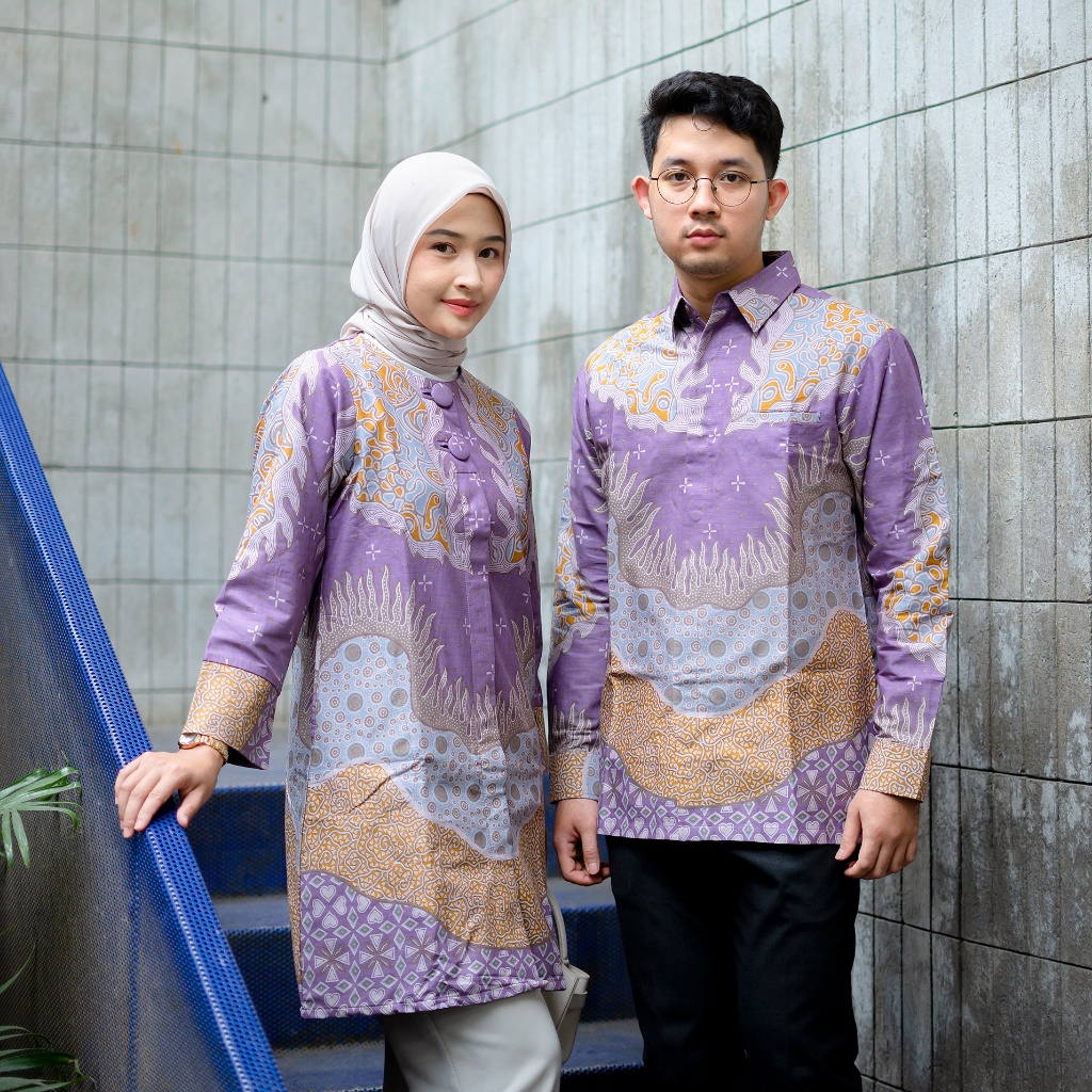 TRIKOT Couple Batik Pasangan Premium Batik Sarimbit Keluarga Lapis Furing Trikot Atasan Seragam Bati