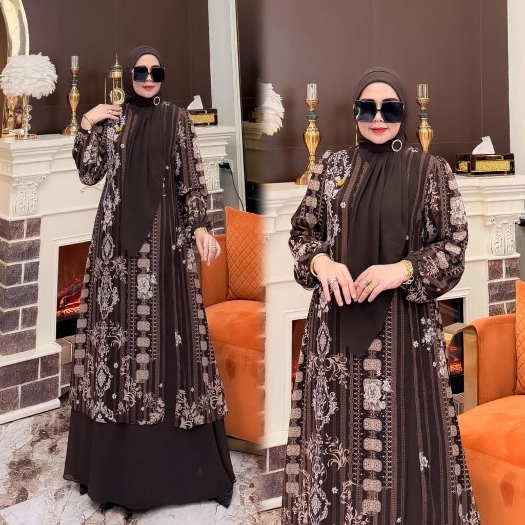 READY*Khadijah set hijab**Gamis ala ala tunik malay,cuttingan seperti one set,masyaAllah.anggun cant