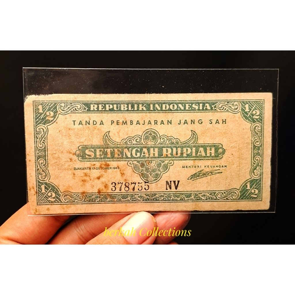 uang kuno 1/2 rupiah setengah rupiah ori tahun 1945