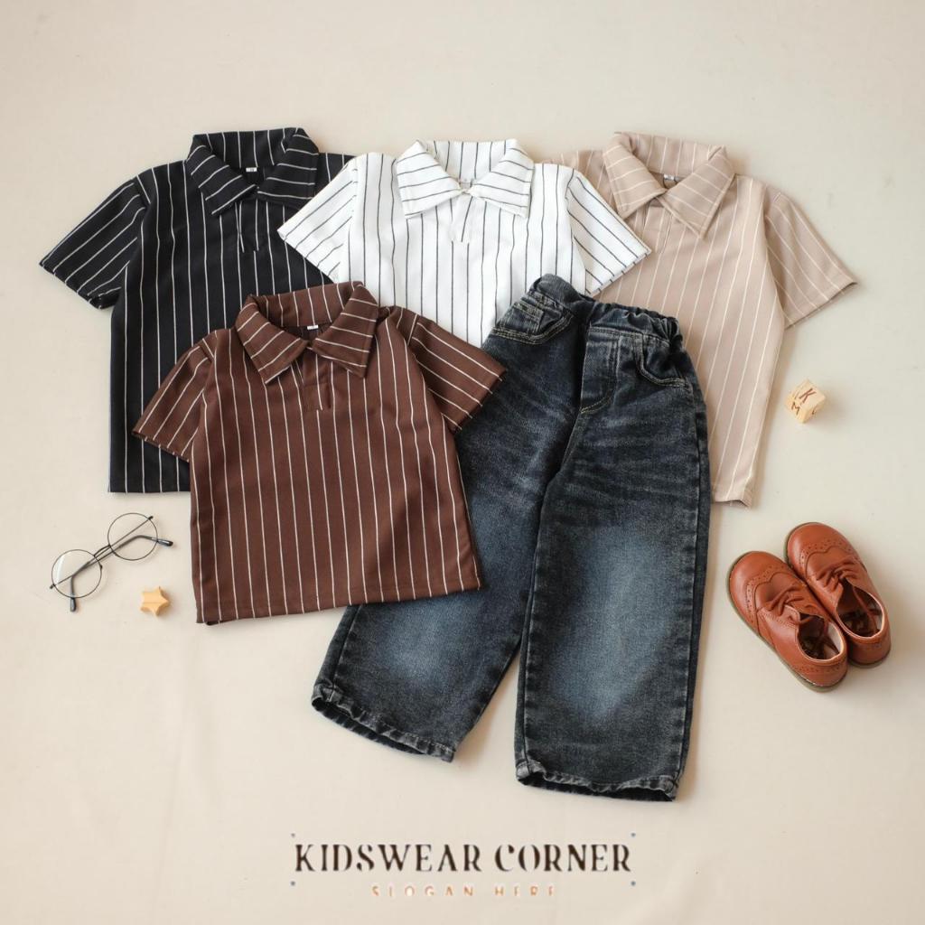 Kidswear - Setelan Anak Laki-Laki Usia 1-7 Tahun Baggy Jeans Polo Knit Stripe
