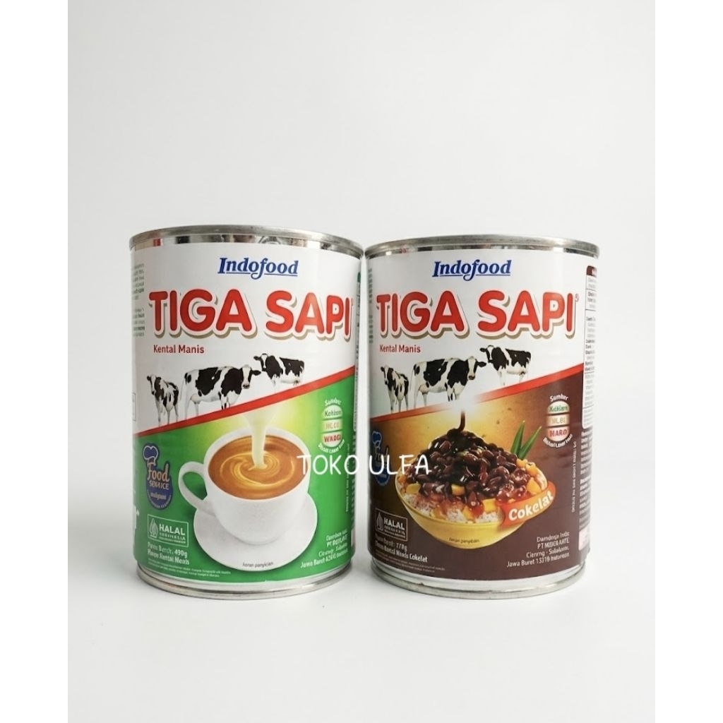 Indofood TIGA SAPI Kental Manis / Susu Kaleng Tiga Sapi / Krimer Kental Manis @490g