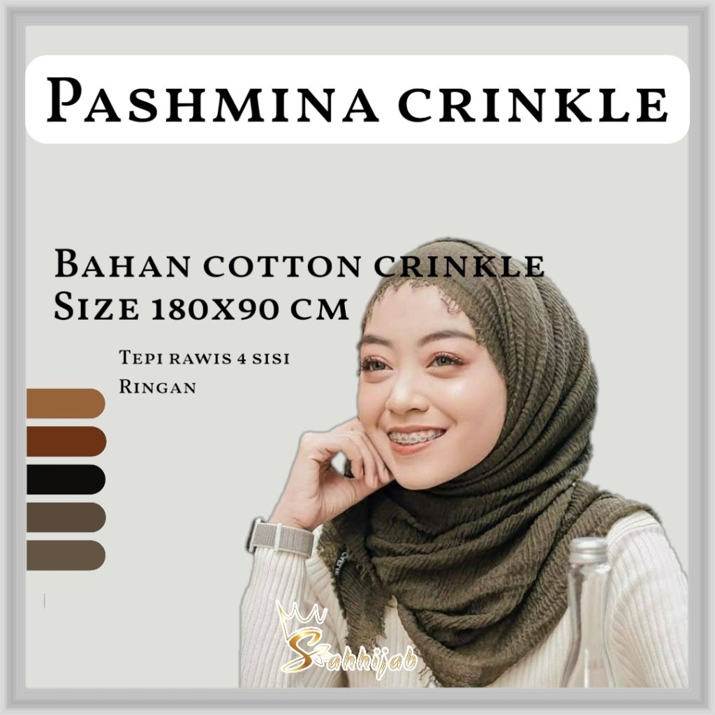 SAHHIJAB_PASHMINA CRINKLE SHAWL | KUSUT LAVANYA By AZARA Bahan cotton crinkle