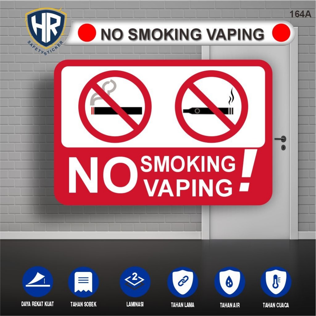 Stiker No Smoking Dilarang Merokok Vinyl Waterproof Anti Air Sticker Peringatan Area Bebas Rokok Tah