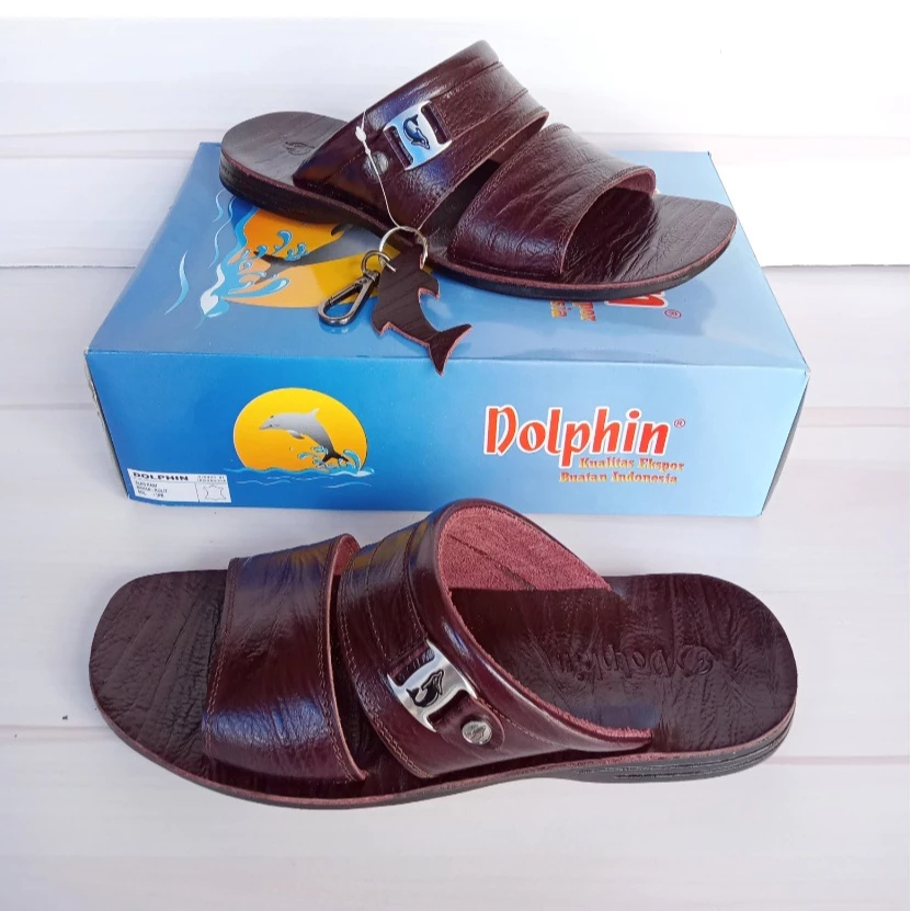 Sandal Pria Dolphin Sandal Slide Pria Kulit Asli "D-25" Classic Series Sandal Kulit Sandal Dolphin C