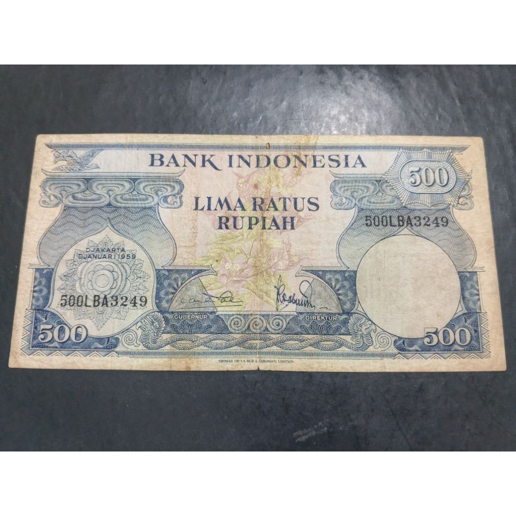 UANG KUNO 500 RUPIAH SERI BUNGA TAHUN 1959