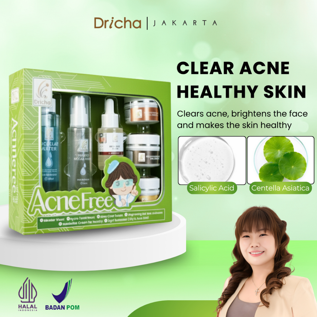 DRICHA PAKET ACNE FREE KIT ( NORMAL TO OILY )