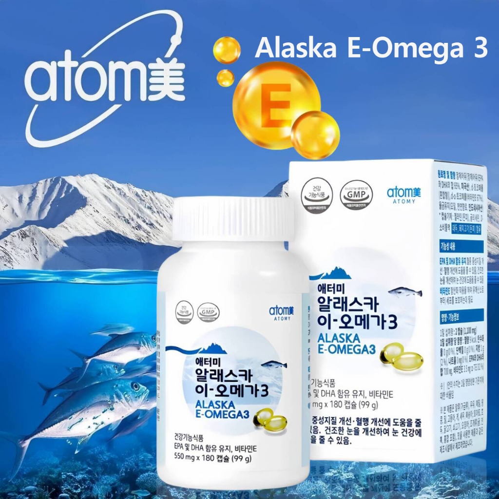 Atomy Alaska E-Omega 3 Fish Oil 180 CapsulesVitamin E Supplement