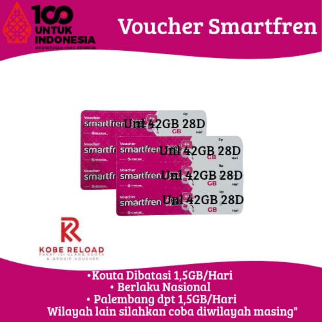 Smartfren Voucher Unlimited Lite 42GB 28hr (1,5GB/hr)
