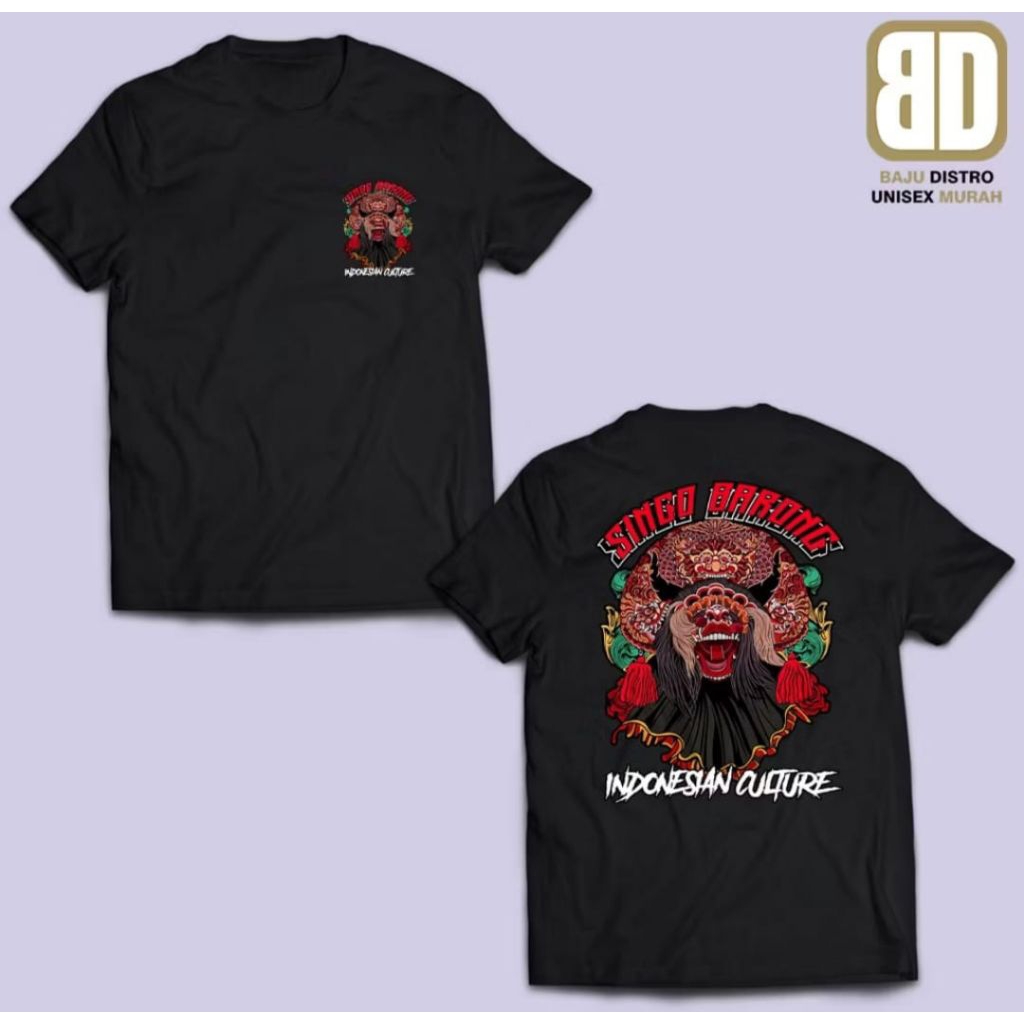 KAOS SINGO BARONG INDONESIAN CULTURE MOTIF MERAH BARONGAN