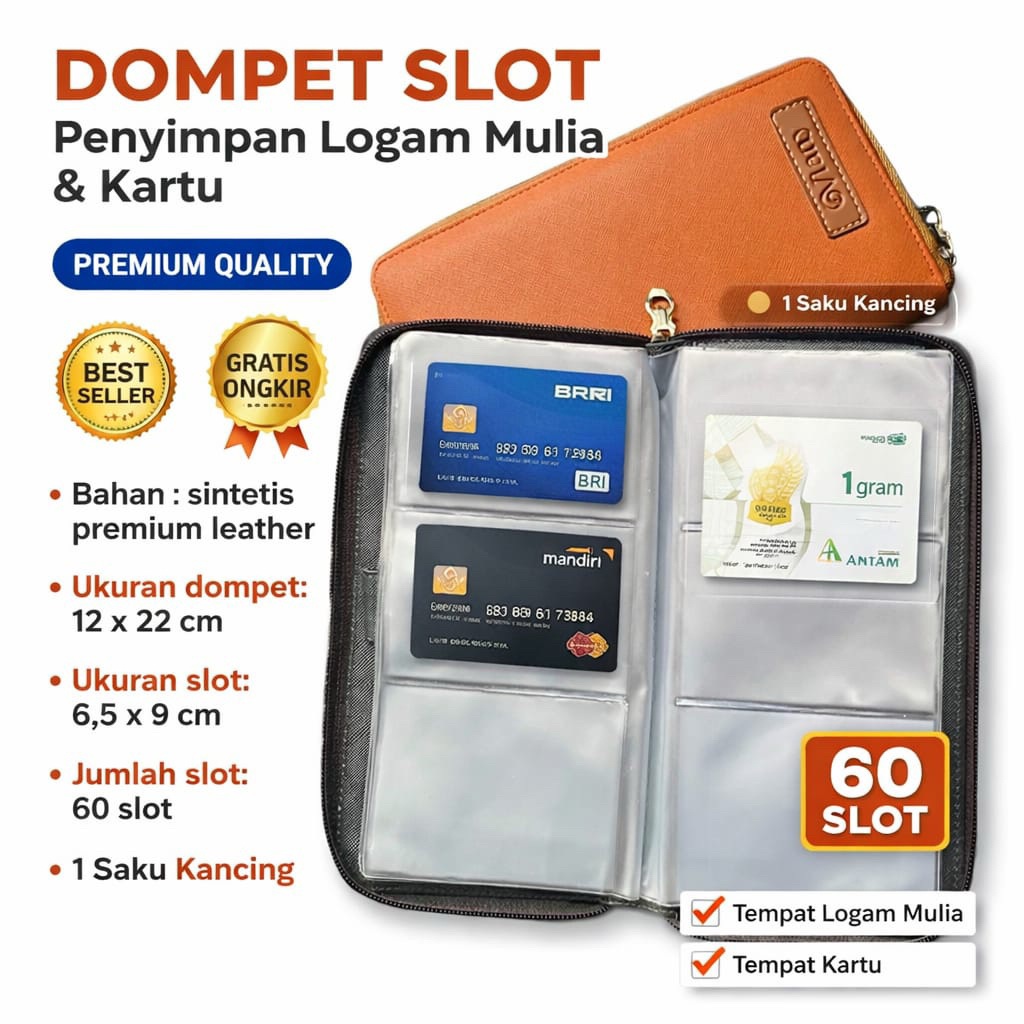 Dompet Emas Logam Mulia | Album Antam | Tempat Penyimpanan Emas 60 Slot | Dompet logam mulia murah b