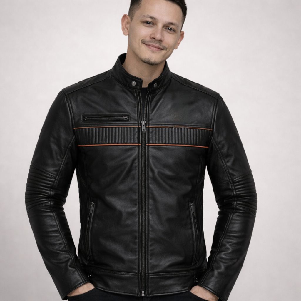 Jaket Kulit Domba Asli Pria Slim Fit Zipper Depan – Premium Casual Elegan