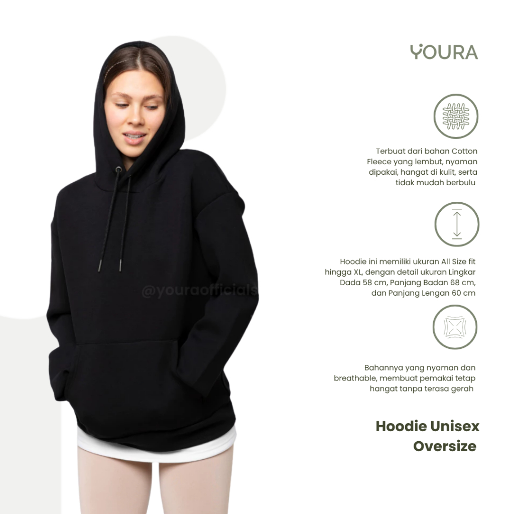 YOURA - Hoodie Unisex Oversize / Sweater Pria Wanita Oversize / Hoodie Polos Unisex
