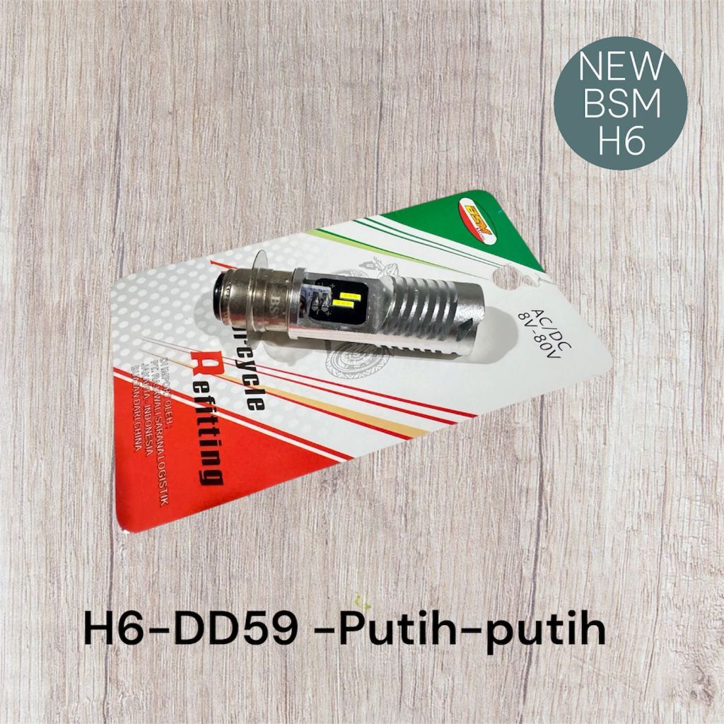 Lampu Utama LED H6 2sisi ac/dc 4led 2Warna Putih-Putih LED H6 Laser Motor Universal Maatic Bebek