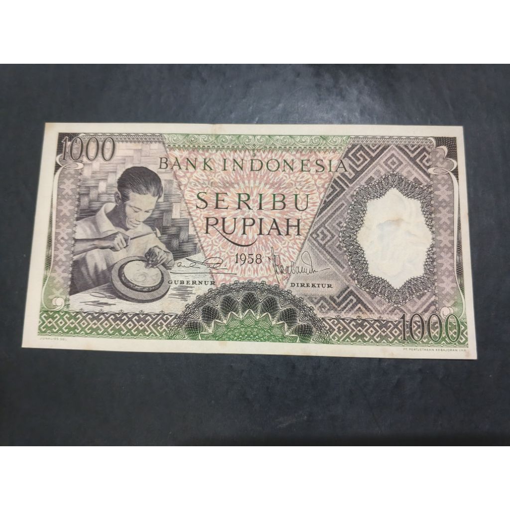 UANG KUNO 1000 RUPIAH SERI PEKERJA TAHUN 1974 UNC BARU SERI X LANGKA