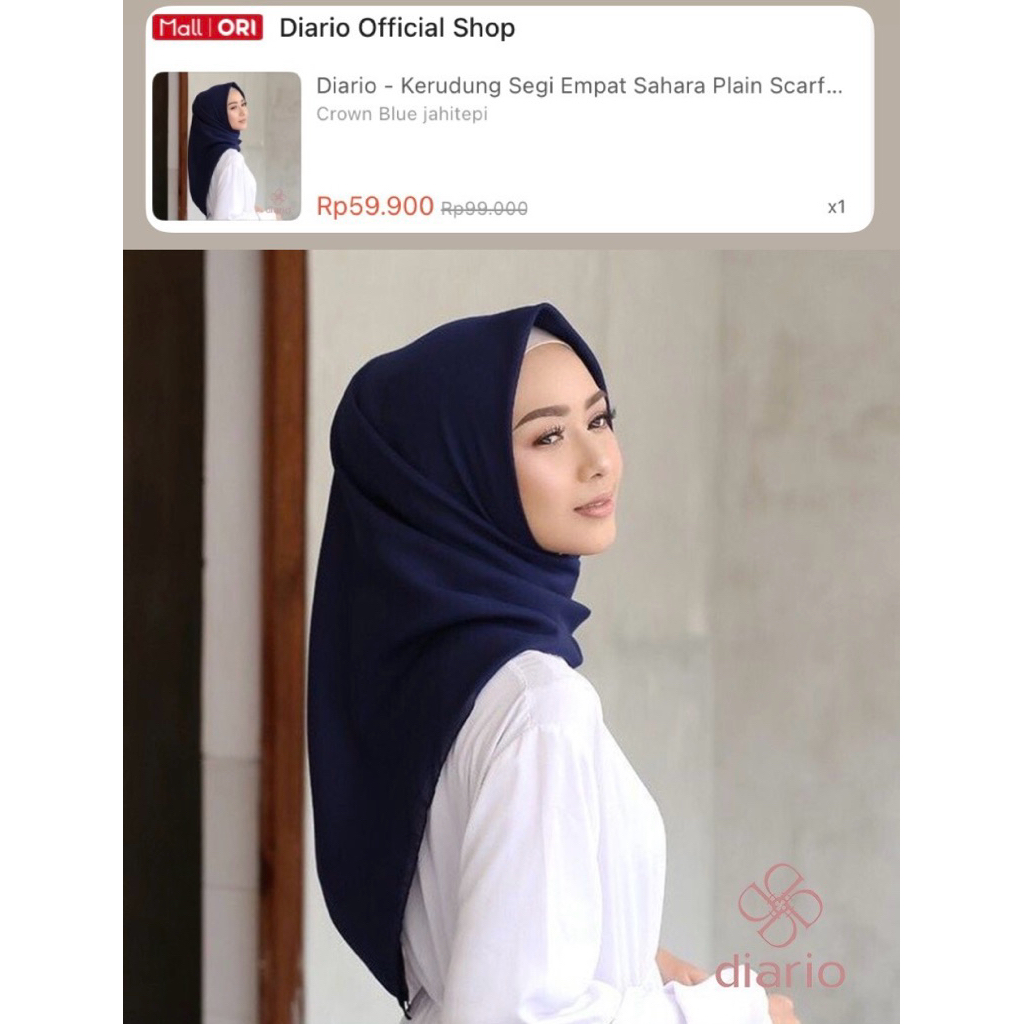 [COD] Diario - Kerudung Segi Empat Sahara Plain Scarf Vol. 1 Hijab Segi Empat