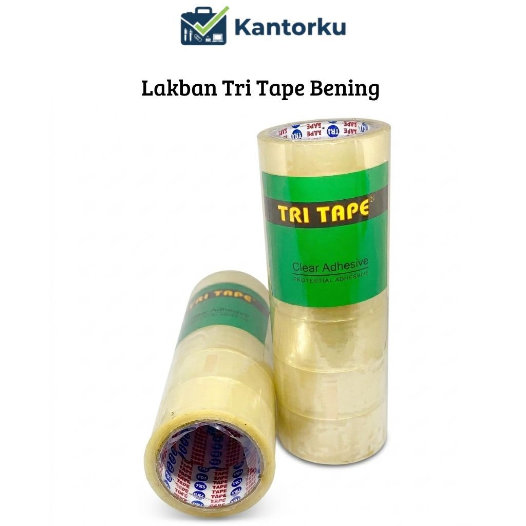 Lakban Bening Tri Tape - Kuat, Tidak Mudah Putus, Mudah Digunakan