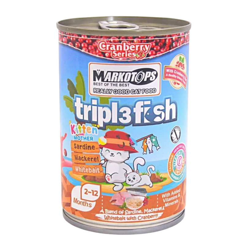Markotops Kaleng Triplefish Kitten & Mother Sardine Whitebait 400 Gr