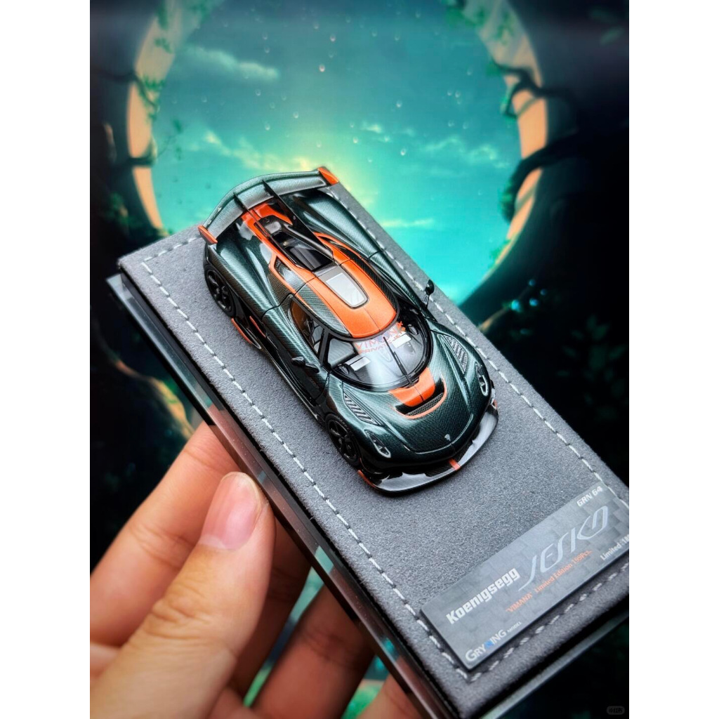 GRYNING KOENIGSEGG JESKO ATTACK GREEN CARBON VIMANA LIMITED EDITION RESIN MODEL CAR GRYNING KOENIGSE
