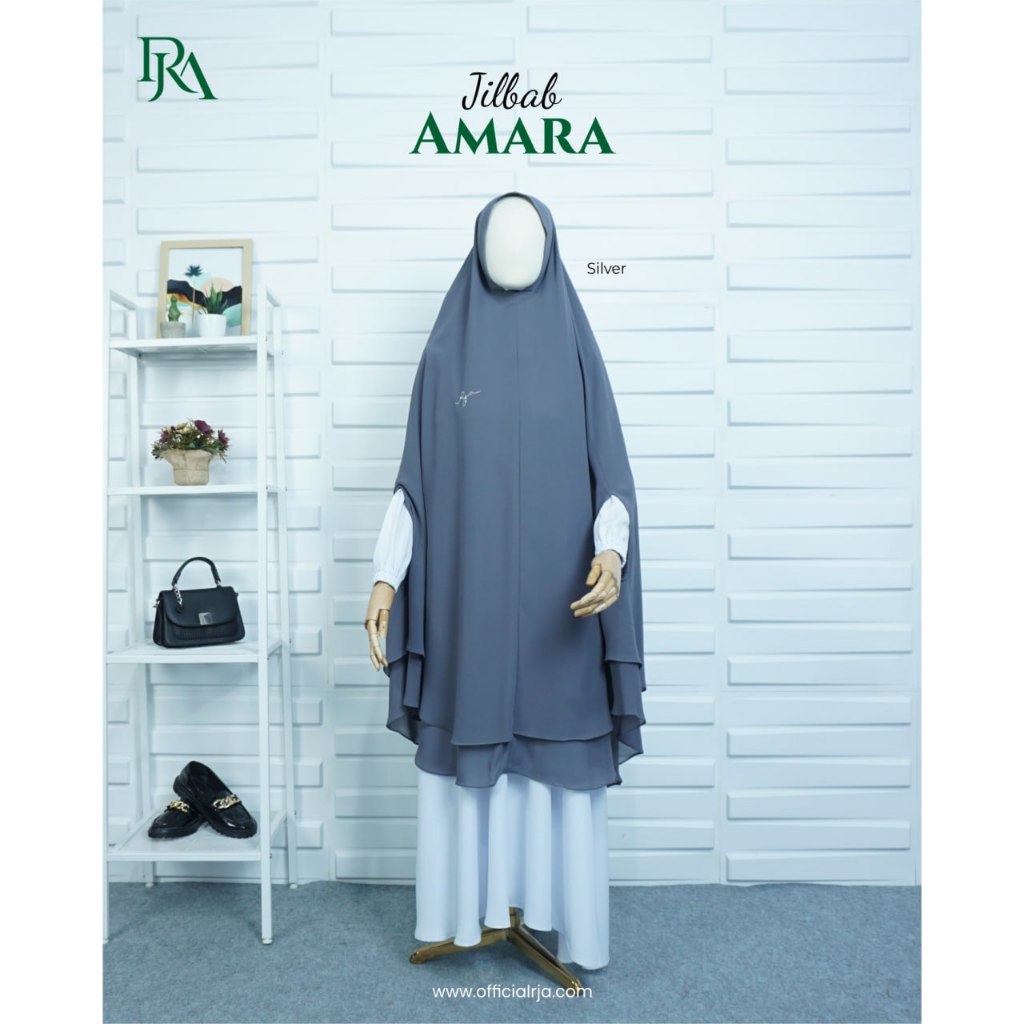 RJA Jilbab Ceruty Lengan Bolong 2 Susun - Jilbab AMARA Putih