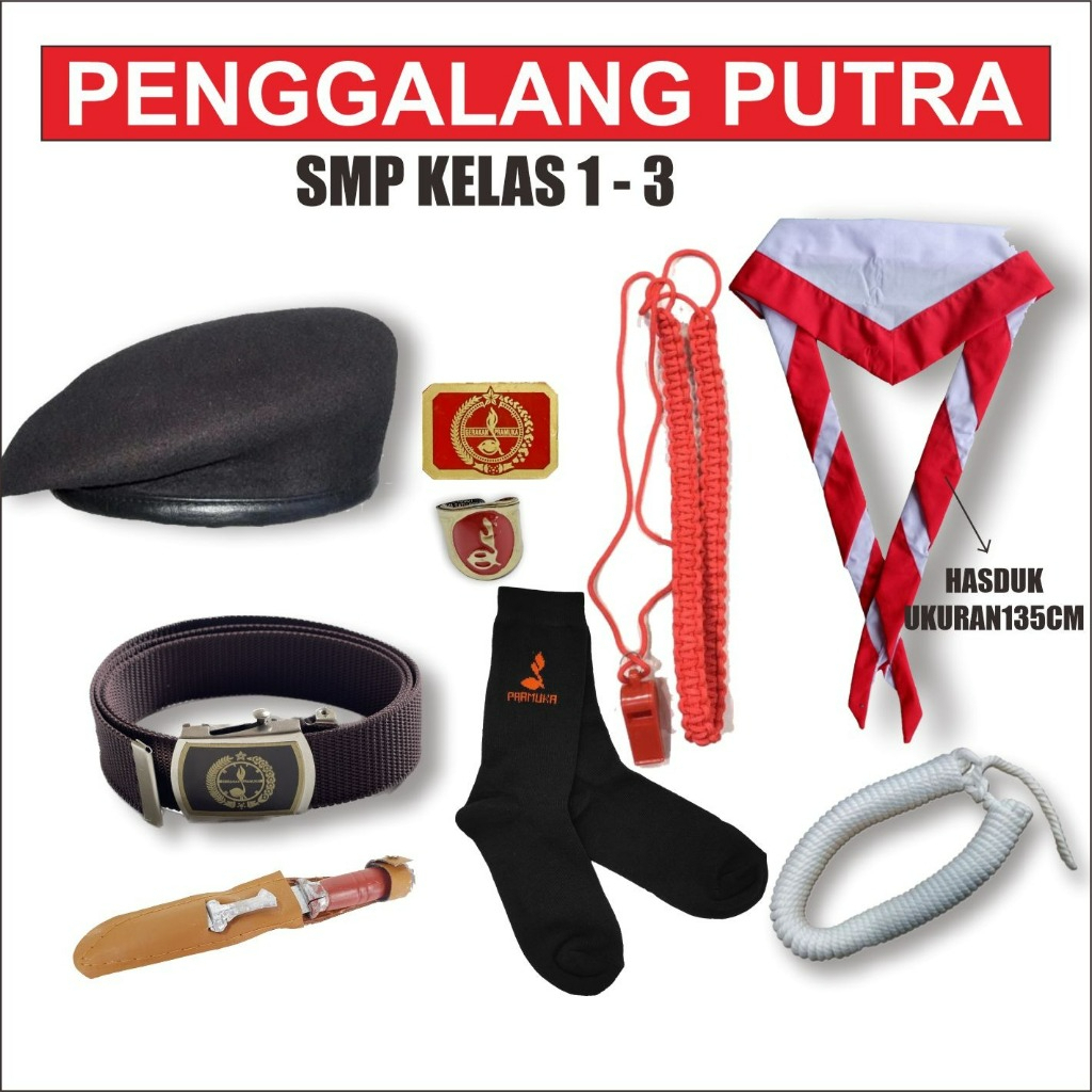 1 Set Perlengkapan Atribut Pramuka Lengkap Untuk Siaga, Penggalang, dan Penegak