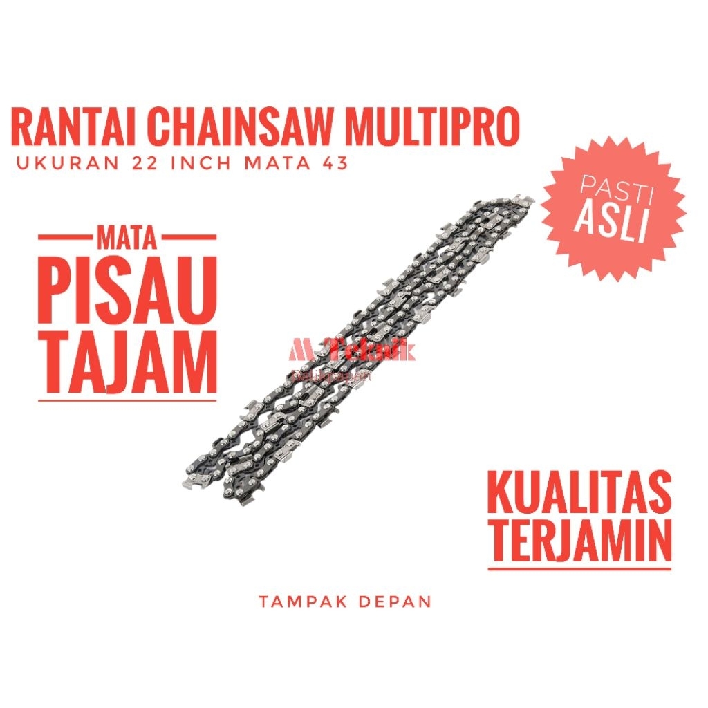 Rantai Chainsaw Multipro bar 22 inch mata senso  pisau chain saw potong pemotong kayu mata 43