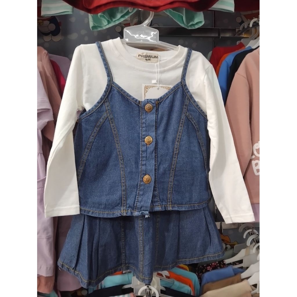 Oneset Import Anak Perempuan, Setelan Rok jeans import anak perempuan, Setelan Import, Setelan Rok j