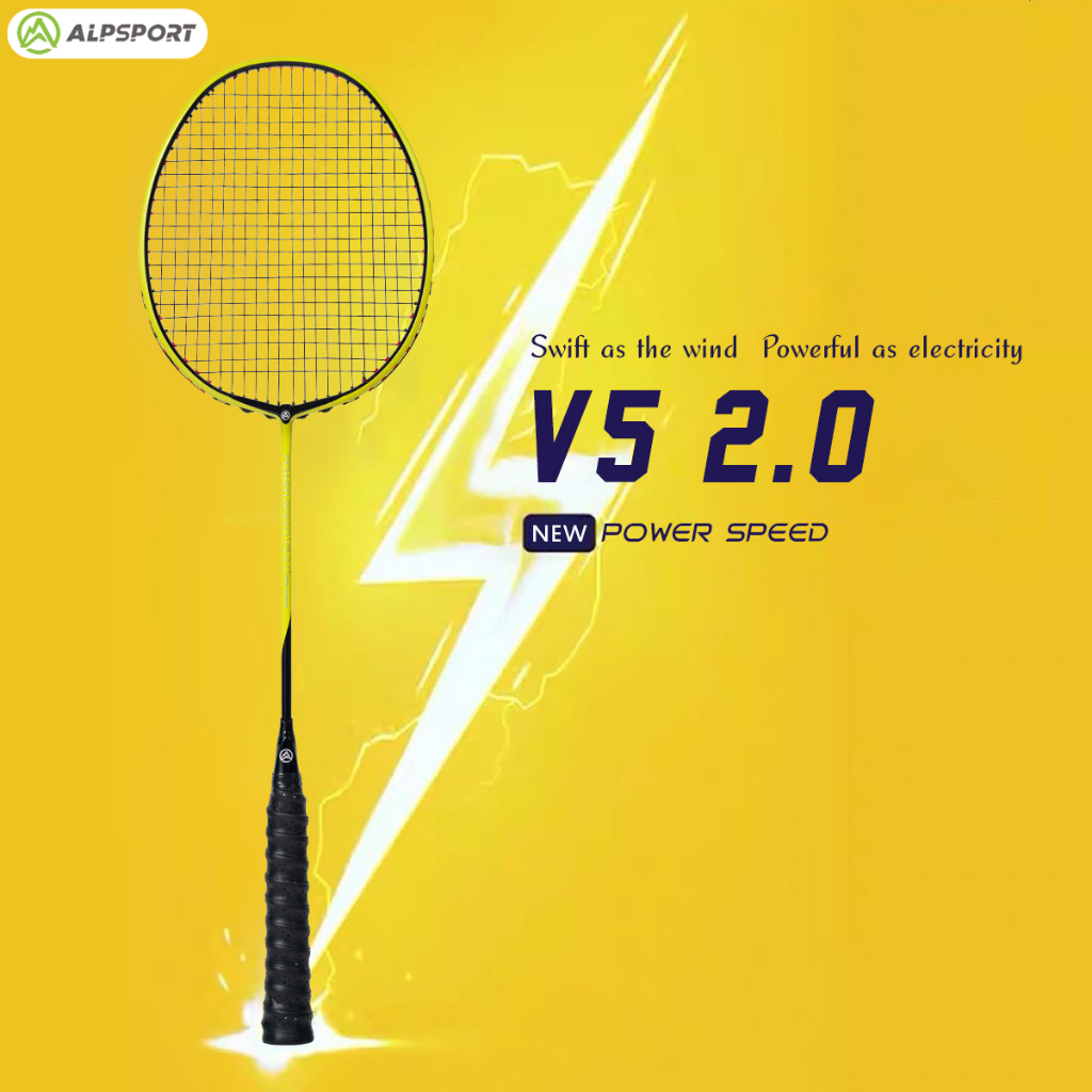 ALPSPORT V5 2.0 MXH Cushion Technology Raket Bulutangkis 4U 85g Full Carbon Serat Karbon Raket Seran