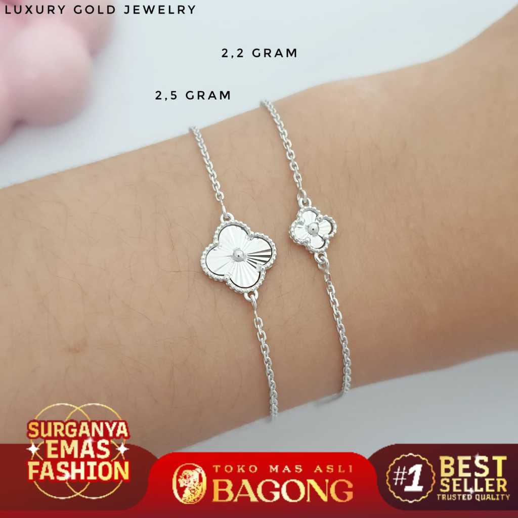 GELANG FASHION BRACELET CLOVER ALHAMBRA 1 CLOVER WHITEGOLD 17/750 - ASLI BAGONG GOLD BAGONG EMAS