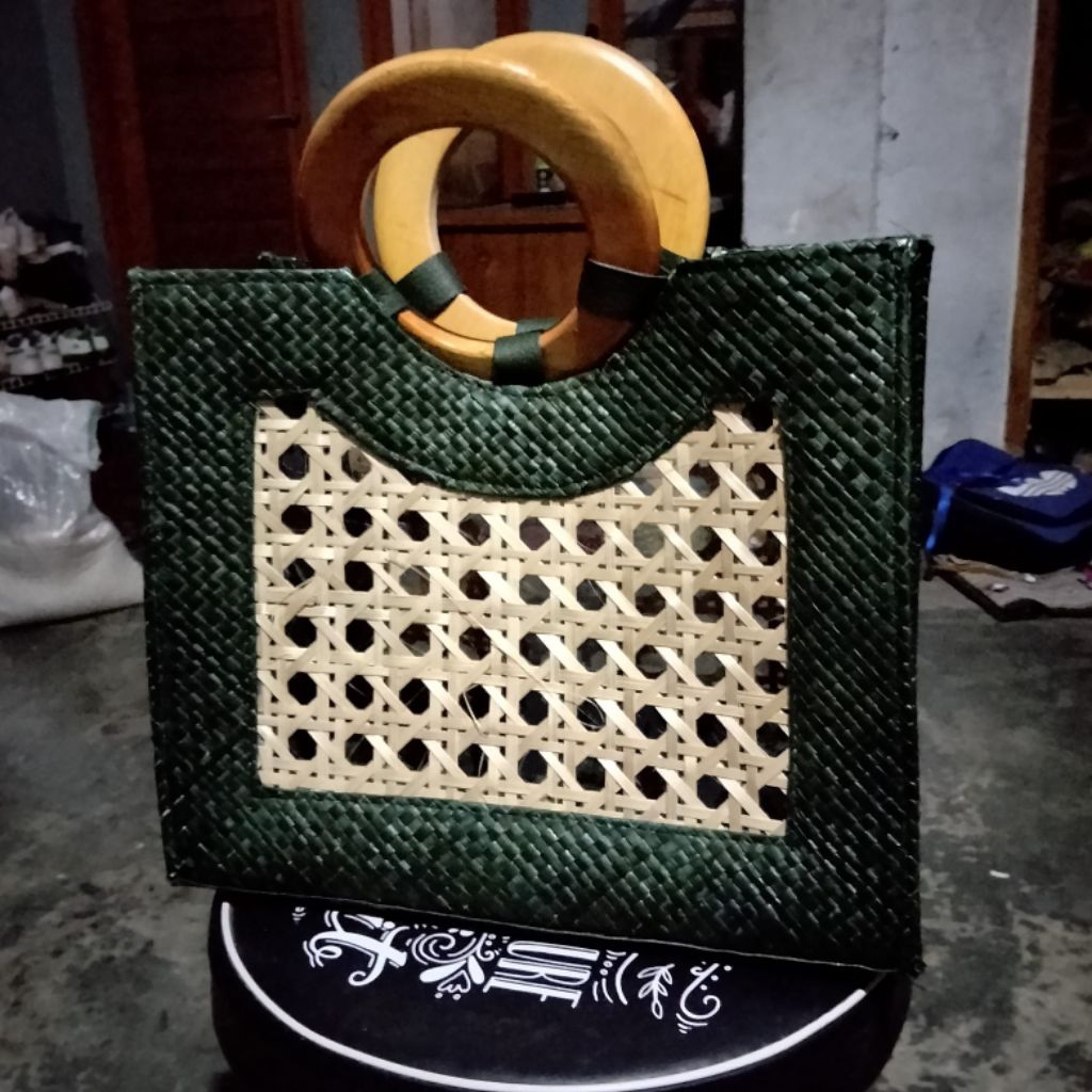 kantong anyaman rotan/kantong belanja/kantong anyaman/kantong anyaman bambu/kantong anyaman bambu ke