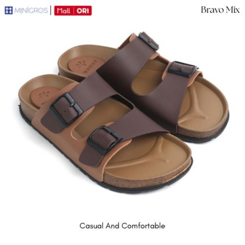 Brody Bravo Mix Sandal Slop Birken Gesper Pria