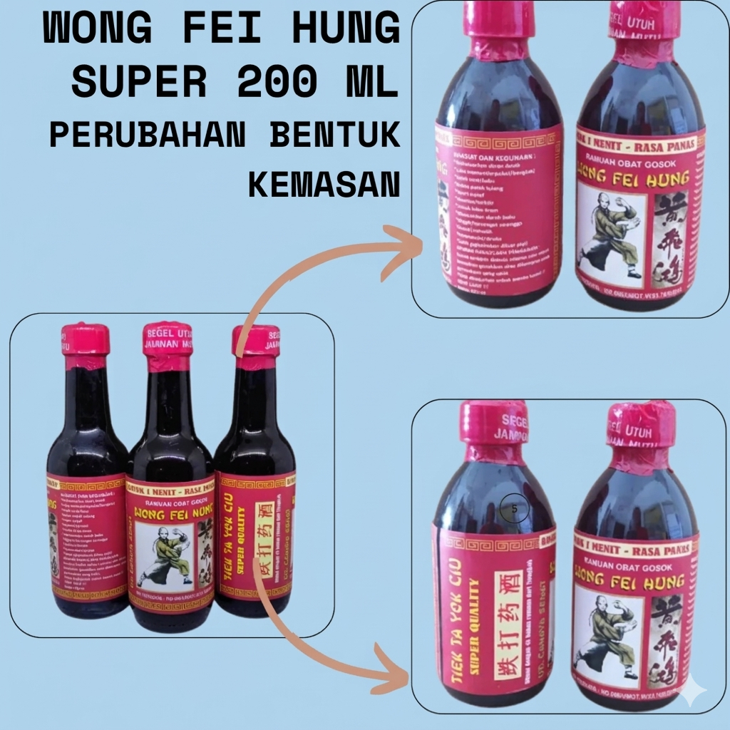 MINYAK URUT GOSOK WONG FEI HUNG SUPER 200 ML 100% Original