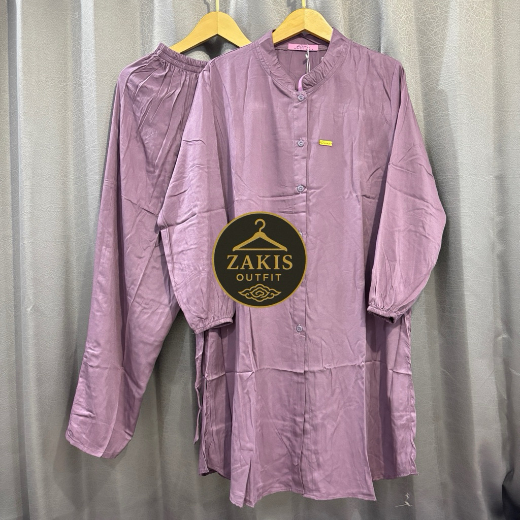 New Setelan Long Tunik Rayon Twill Premium Polos Oneset Tunik Terbaru 2026