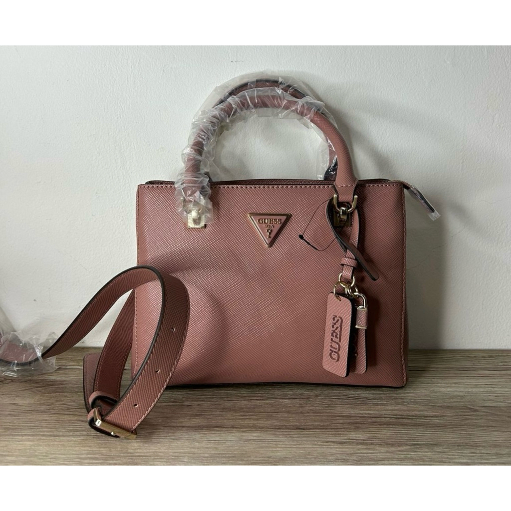 GUESS Noelle Satchel Handbag Pink 25x18 New Original Tas Wanita Branded Include Dust Bag Strap Panja