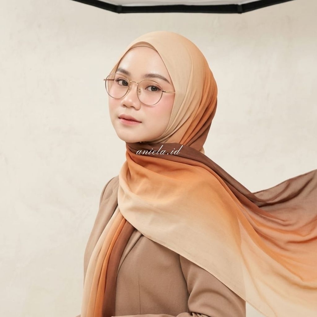 Pashmina Viscose Gradient Choco by aniela.id