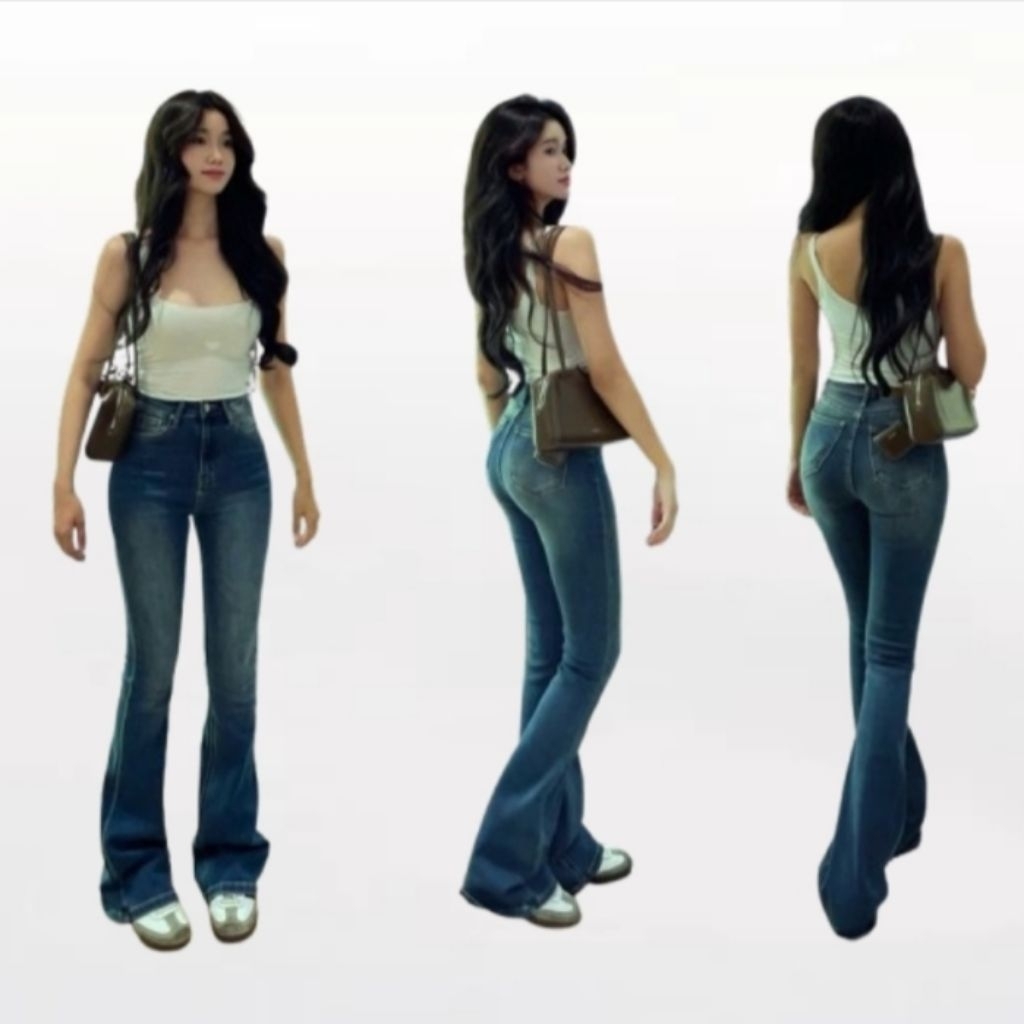 Highwaist Cutbray Jeans Retro Wanita-Celana Jeans Cutbray Wanita Model Retro Korea