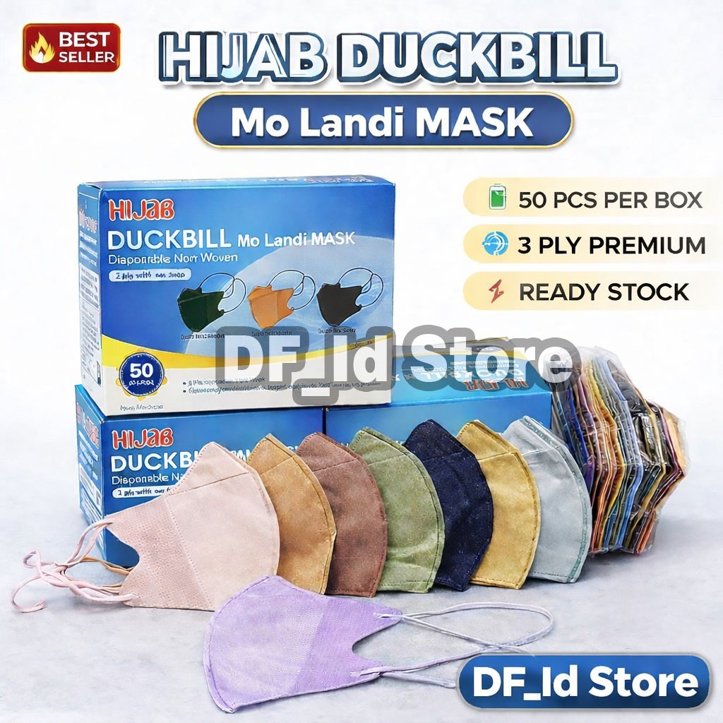 Masker Duckbill Headloop Hijab Warna warni Nude  Mix Pastel Isi 50 pcs per box