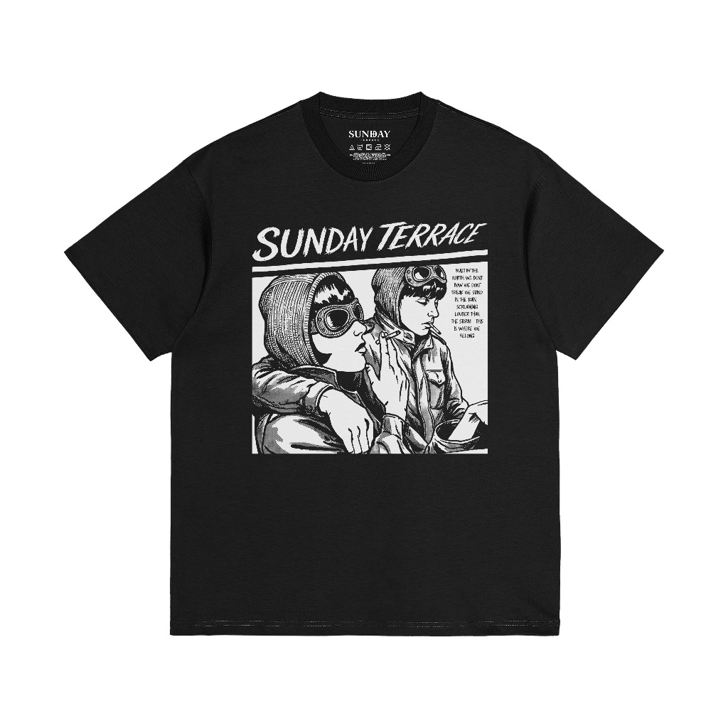 Sunday Terrace - Sunday Youth - Kaos Pria Lengan Pendek Black Tshirt 24s