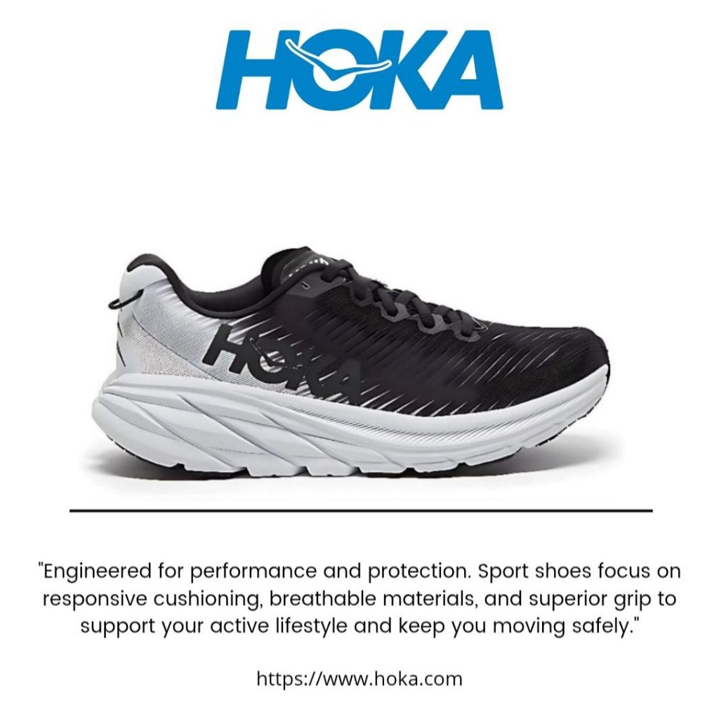 Sepatu HOKA ONE ONE Rincon 3 Black White Running Shoes